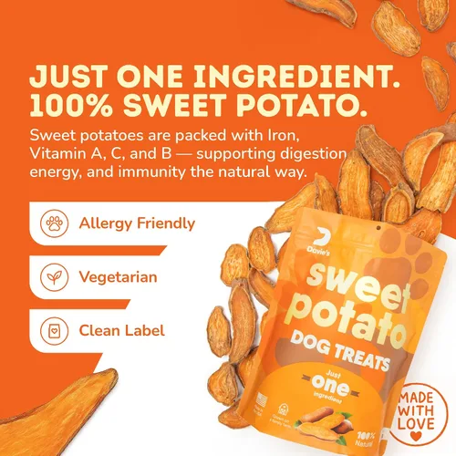 Vista 3 de Golosinas de Batata Dulce para Perros Davie's - Masticables saludables y naturales para perros, bajos en grasa, bolsa de 1 libra
