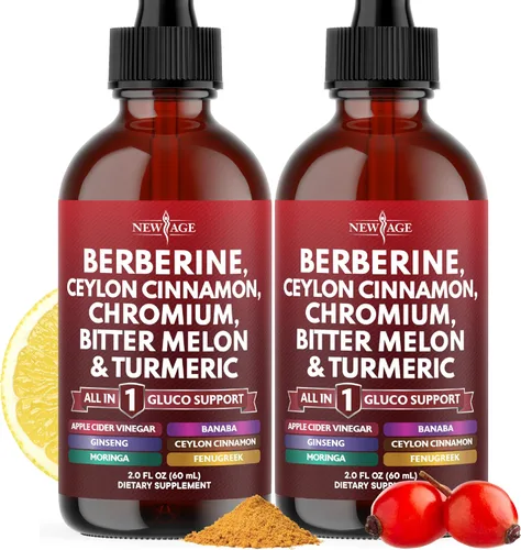 Vista 9 de NEW AGE Berberina con suplemento de canela de Ceilán gotas líquidas + extracto de melón amargo, glucomanano, gimnasia, cromo, cúrcuma, panax