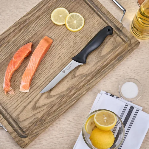 Vista 7 de Restaurantware Sensei - Cuchillo para deshuesar de 6 pulgadas con pines codificados de colores, cuchillo de acero alemán negro resistente a