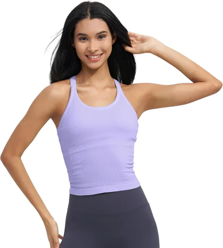 Vista 9 de sphinx cat - Camiseta corta de entrenamiento para mujer, camiseta sin mangas, acanalada, con espalda cruzada y brasier integrado