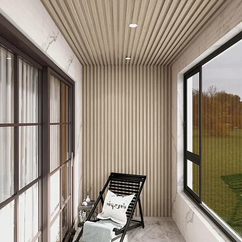 Vista 7 de Paquete de 2 Paneles de Pared de Acento con Acabado de Madera, Paneles Acústicos de Listones 3D para Estudio de Grabación, Oficina, Decoración Roble