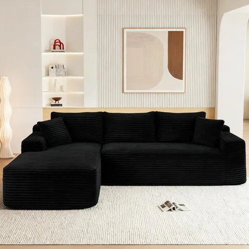 Vista 10 de Sofás seccionales de nube deshuesada de 95 pulgadas para sala de estar, cómodo y esponjoso sofá de espuma viscoelástica en forma de L, sofá modular