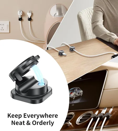 Vista 7 de [16 piezas] Organizador de cables, clips magnéticos para cables, organizadores de cables con adhesivo mejorado, organizador de escritorio