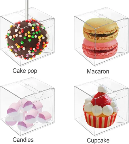 Vista 3 de Vowcarol Cajas para tartas para tartas, paquete de 50 cajas para tartas individuales con agujero, cajas de regalo pequeñas de 2 x 2 x 2 pulgadas