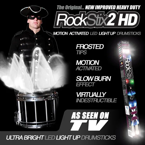 Vista 2 de 2 baquetas con luz LED brillante de color blanco HD, con efecto de desvanecimiento, enciende tu concierto (blanco)