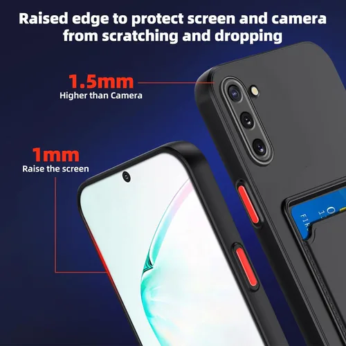 Vista 6 de Funda para Samsung Galaxy Note 10 con ranura para tarjeta de crédito TPU suave TPU silicona resistente a los arañazos delgada ranura para tarjeta