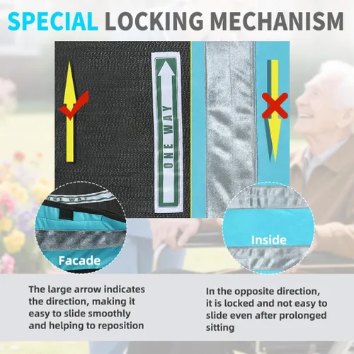 Vista 2 de Cojín tubular unidireccional de asiento deslizante con asas, almohadilla antideslizante para prevención de caídas para ancianos o discapacitados