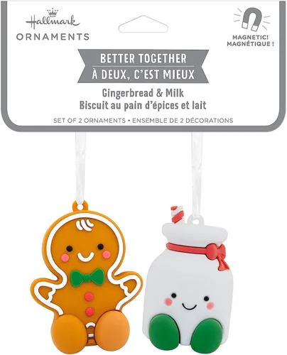 Vista 3 de Hallmark Better Together - Adornos magnéticos de Navidad de pan de jengibre y leche, juego de 2