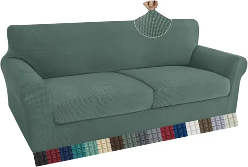 Vista 45 de ZNSAYOTX 2 fundas para sillas con brazos para sala de estar, súper suave, con funda de cojín de asiento, gruesa, duradera, mezcla de elastano, alta