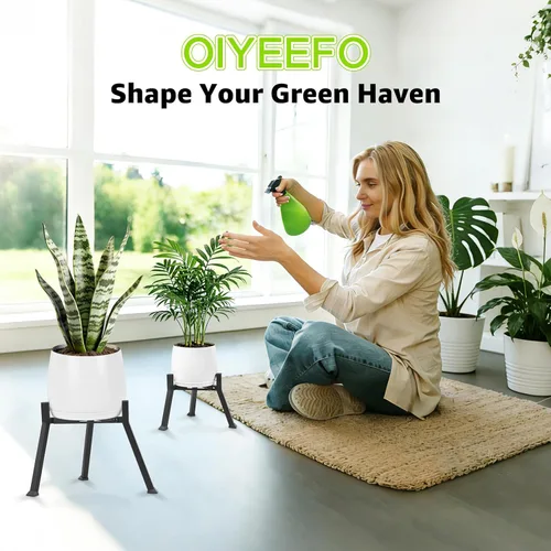 Vista 9 de Soporte de metal para plantas para interiores y exteriores, soporte de metal antioxidante, soportes de esquina estables para macetas de 5.9 a 8.7