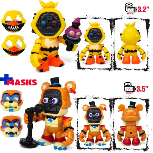 Vista 3 de Juego de 12 piezas inspiradas en el juego de cinco noches en Freddys Toys Colección de mini figuras con máscaras Figura de acción de FNAF