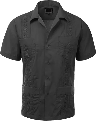 Vista 7 de Guytalk Camisa de manga corta de dos tonos de Guayabera cubana para hombre