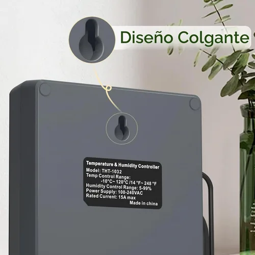 Vista 2 de Controlador de temperatura y humedad de doble sonda, sensores independientes para control preciso de temperatura y humedad, compatible