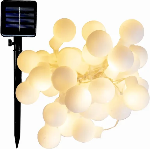 Vista 9 de Hometown Evolution, Inc. Tira de luces de burbujas de aire alimentadas por energía solar, 30 LED blanco cálido, 8 modos, impermeable al aire libre