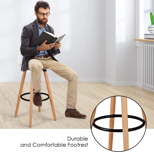 Vista 8 de COSTWAY Juego de 2 taburetes de bar, modernos taburetes de cocina sin brazos con asiento de piel sintética suave, taburete de altura de barra