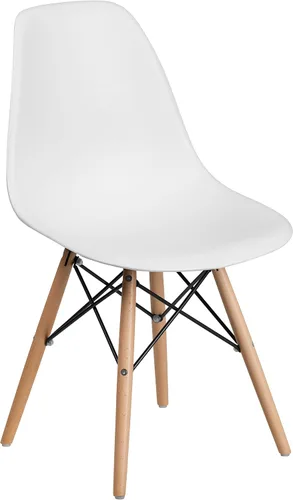 Vista 14 de Flash Furniture - Paquete de 2 sillas Elon Series de plástico negro con patas de madera