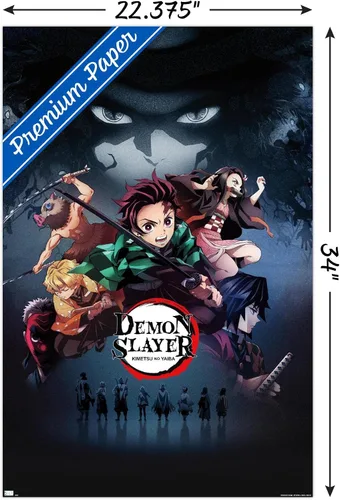 Vista 3 de Demon Slayer - Póster de pared Key Visual 3, 34 pulgadas de largo x 22.4 pulgadas de ancho, versión premium sin marco