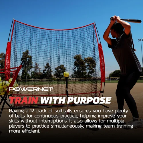 Vista 4 de PowerNet Softball Batting Practice Equipment - Bucket of 11" & 12" Softballs, Weighted & Flexi Balls, Crushers