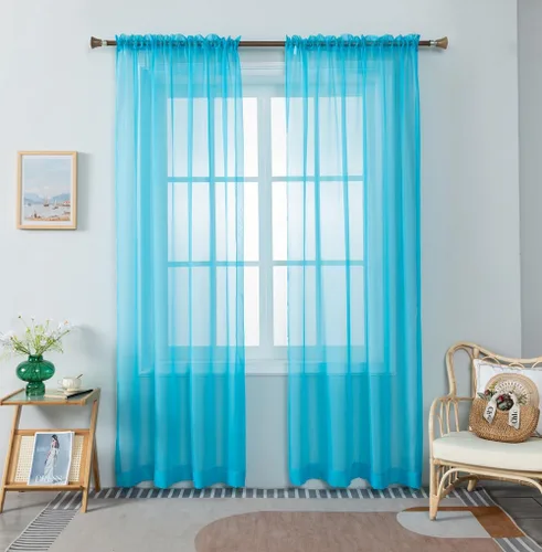 Vista 17 de WPM - Cortinas traslúcidas de color beige de 60 pulgadas de ancho x 95 pulgadas de largo, 2 paneles tratamiento de ventana para sala de estar