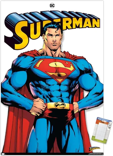 Vista 12 de DC Comics Superman Feature Series - Póster de pared, 22.4 pulgadas de largo x 14.7 pulgadas de ancho, versión enmarcada de madera de granero