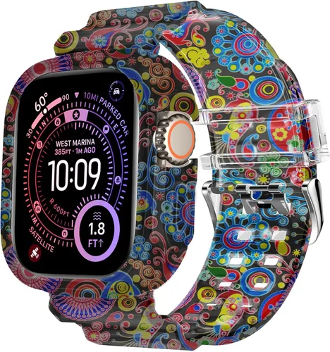 Vista 72 de DABAOZA - Correa transparente compatible con Apple Watch de 1.772 in y 1.732 in, con purpurina transparente Women Men,Glitter Bling TPU