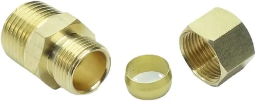 Vista 3 de 3 piezas - Conexión de tubo de latón de 1/2 pulg. de diámetro exterior, compresión x conector de tubo macho NPT de 1/2 pulg