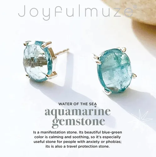 Vista 2 de Aretes de oro azul aguamarina, oro micro de 14 quilates sobre plata de ley 925, hermosa piedra preciosa auténtica, regalo de joyería para mujer, 2CT
