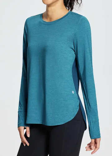 Vista 2 de BALEAF Camisetas deportivas de manga larga para mujer, de secado rápido, UPF 50+, ligeras