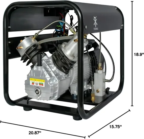 Vista 10 de TUXING Compresor de aire PCP 4500Psi, parada automática, bomba de alta presión de doble cilindro para buceo/tanque de buceo de paintball (TXED012)