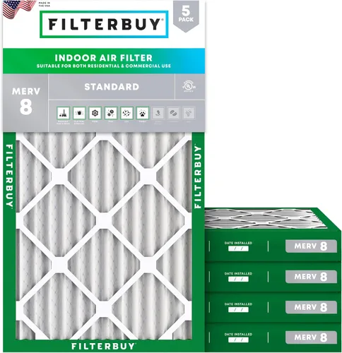 Vista 12 de Filterbuy Filtro de aire de 8 x 14 x 1 pulgadas MERV 8, protección contra el polvo (paquete de 5), filtros de aire de repuesto plisados HVAC