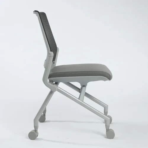 Vista 2 de NBF Signature Series Nestor Sillas de oficina sin brazos, sillas modernas de malla con marco plateado, tela negra, capacidad de 275 libras