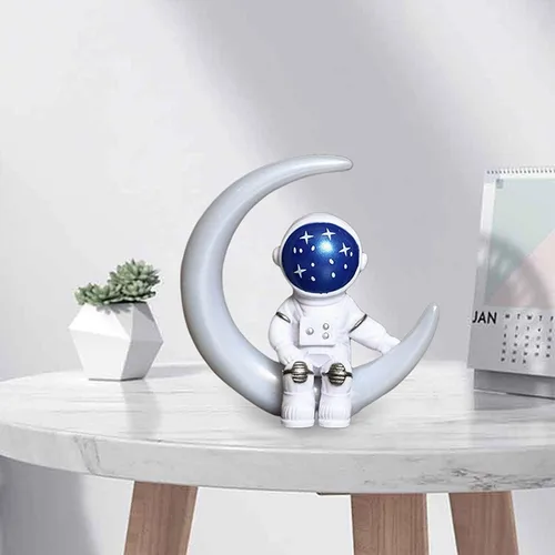 Vista 4 de Figura de astronauta de resina, estatua de astronauta, adorno de astronauta, escultura de mesa para decoración de mesa en el interior del automóvil