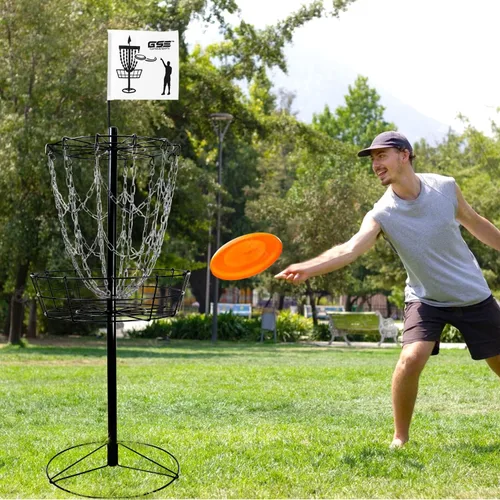 Vista 7 de GSE Portable 12-Chain Disc Golf Basket, Regulation-Size Goal Target PDGA-standard disc golf basket with 12 Lightweight chains, all-metal