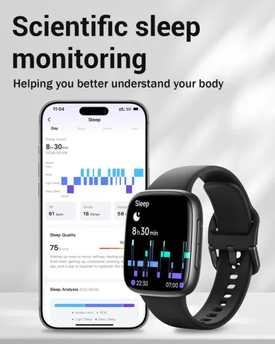 Vista 5 de Reloj inteligente para mujer, 1.85 pulgadas AMOLED con pantalla ultra transparente compatible con iPhone/Samsung/Android, más de 100 modos