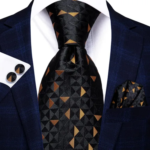 Vista 106 de Hi-Tie Corbatas de seda para hombre, diseño de cachemira a rayas, con bolsillo, gemelos cuadrados, conjunto formal de negocios