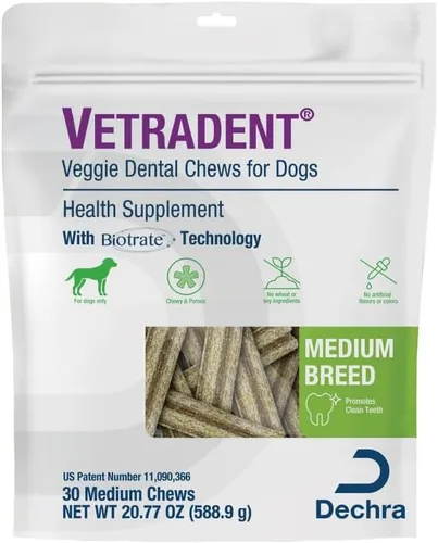 Vista 8 de Vetradent® Masticables dentales vegetarianos para perros pequeños Tecnología Biotrate™; Sin ingredientes de trigo o soja; sin sabores ni