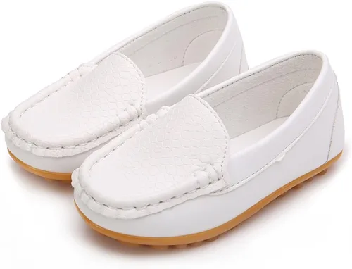 Vista 3 de Lonsoen - Mocasines de meter para niños y niñas, suaves y de vestir