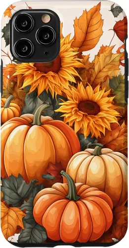 Vista 27 de iPhone 16 Nice Art Of Fall Pumpkins, Sunflowers, And Autumn Leaves Case
