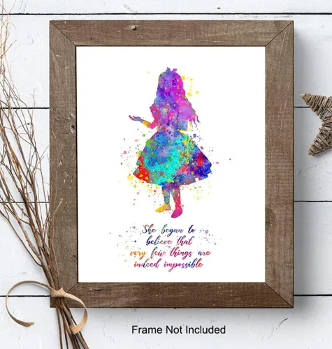 Vista 8 de Cita inspiradora – Impresión artística de pared del país de las maravillas de Alicia – Gran regalo motivacional – Póster de decoración de habitación