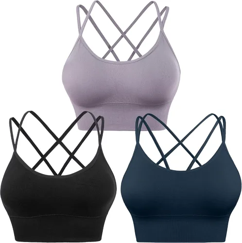 Vista 12 de Sujetadores deportivos con espalda cruzada para mujer, con tirantes