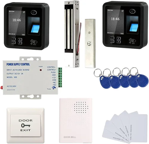 Vista 7 de Sistemas de control de acceso de seguridad biométrica de huellas dactilares con bloqueo magnético de 600 libras, sensor de movimiento de salida