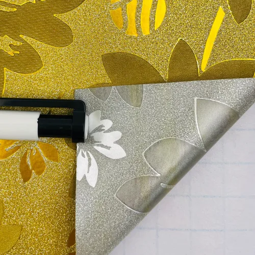 Vista 3 de Bling Papel pintado borde rollo autoadhesivo hogar pared decoración papel impermeable línea de rodapié azulejos de baño PVC hoja de oro