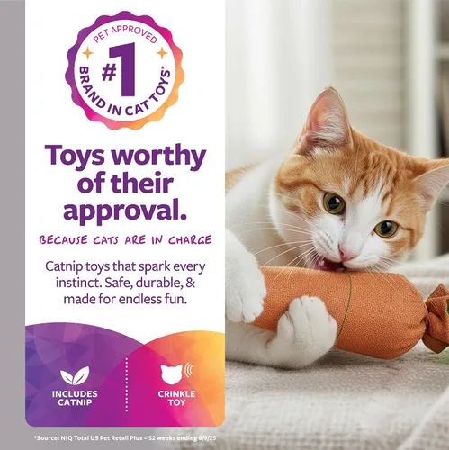 Vista 2 de SmartyKat Kolossal Karrot Crinkle Kicker - Juguete para gatos con hierba gatera, color naranja, Jumbo
