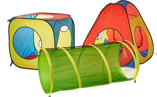 Vista 2 de UTEX Tienda de campaña infantil plegable de 8 en 1 con 4 túneles y 4 tiendas para niños, niñas, bebés y niños pequeños para uso en interiores
