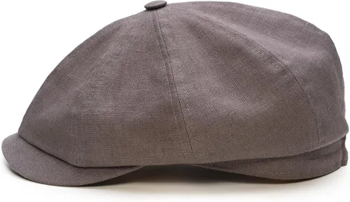 Vista 9 de Sterkowski Modelo Rowdy Gorra de periódico 100% lino para hombre y mujer Airy 8 paneles Paperboy Cap Beige
