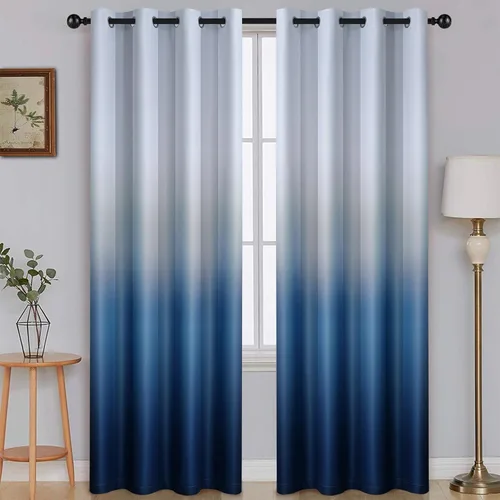 Vista 111 de SimpleHome Cortinas degradadas degradadas para oscurecer la habitación de 36 pulgadas de largo para dormitorio, con ojales y bloqueo de luz Negro