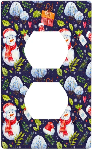 Vista 53 de Cubierta de interruptor de luz dúplex de 1 banda, cubierta decorativa de Navidad con copos de nieve rojos, placa frontal decorativa para cocina