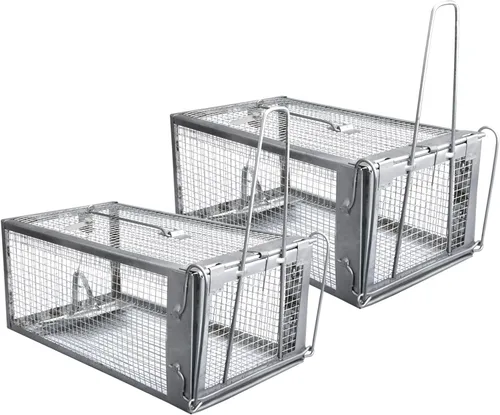 Vista 9 de Gingbau Trampa para ratas de ardilla viva, trampa de jaula para ratones de ratones negro (1-Pack)