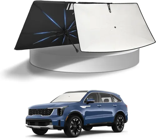 Vista 218 de KUST - Parasol plegable para parabrisas para BMW X1 E84, accesorios 2011 2012 2013 2014 2015, protector de visera de sol ajustable que bloquea