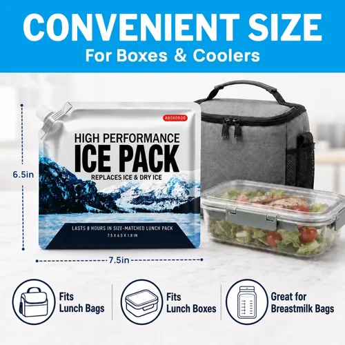 Vista 6 de Bolsas de hielo reutilizables para enfriadores, paquetes de congelador de gel de larga duración para bolsas más frías, lonchera, bolsa enfriadora